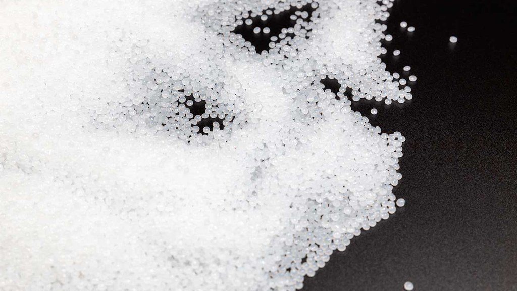 Close up of bits of thermoplastic