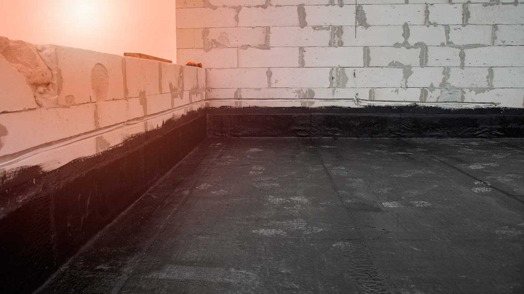 Bituminous membrane applied in a commercial building