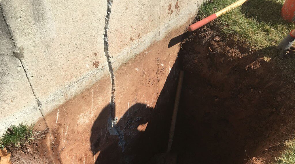 Sealed crack in foundation