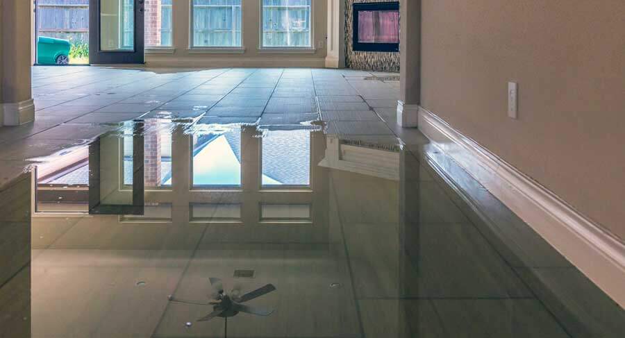 Flooding in home with tile flooring